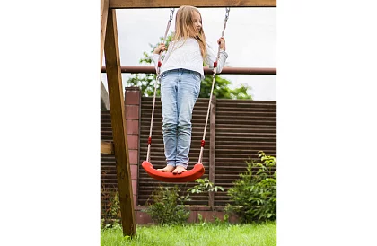 Detská závesná hojdačka na lanách – plastová - červená