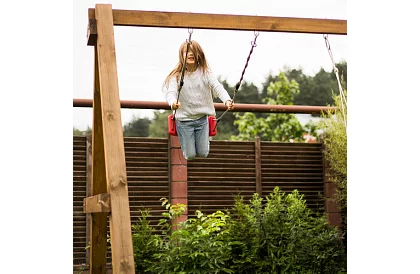 Detská závesná hojdačka na lanách – plastová - červená