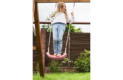 Detská závesná hojdačka na lanách – plastová – ružová