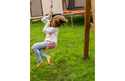 Detská závesná hojdačka na lanách – plastová – ružová