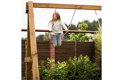 Detská závesná hojdačka na lanách – plastová – ružová