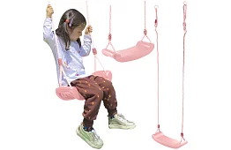 Detská závesná hojdačka na lanách – plastová – ružová