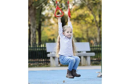 Detská závesná hojdačka s hrazdou na lanách – 2v1