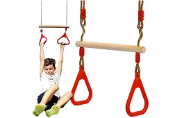 Detská závesná hojdačka s hrazdou na lanách – 2v1