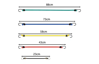 Upínacie gumy s hákmi – 12 ks v sade