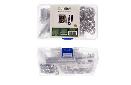 Sada 100 ks očiek na plachty s nitovačkou a dierovačom