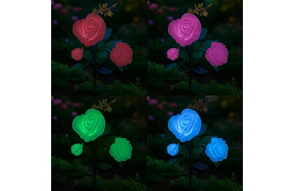 Solárna záhradná LED lampa – ruža