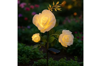 Solárna záhradná LED lampa – ruža