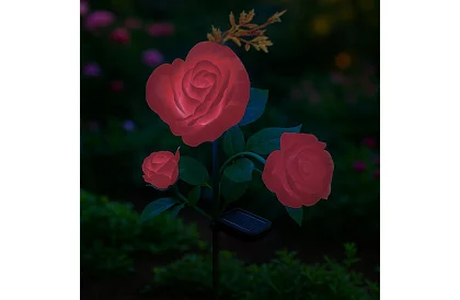 Solárna záhradná LED lampa – ruža