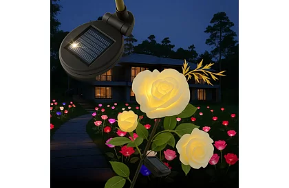 Solárna záhradná LED lampa – ruža