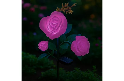 Solárna záhradná LED lampa – ruža