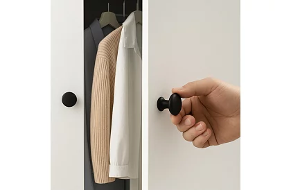 Nábytkové úchytky – knopky čierne - 10 kusov