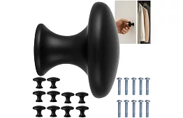 Nábytkové úchytky – knopky čierne - 10 kusov