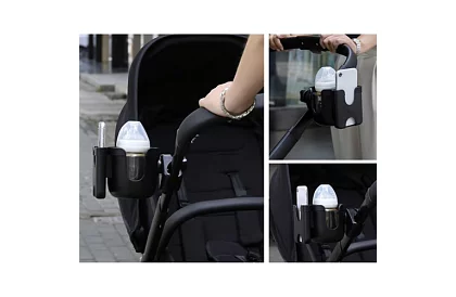 Držiak na nápoje a telefón na rúčku kočíka