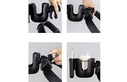 Držiak na nápoje a telefón na rúčku kočíka