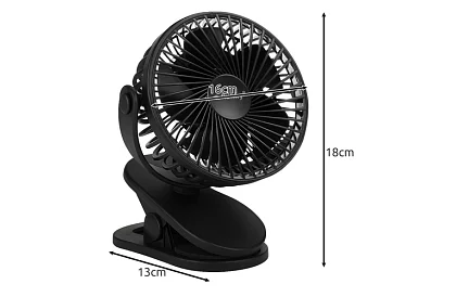 Bezdrôtový ventilátor s klipom – nabíjací USB-C 1200 mAh