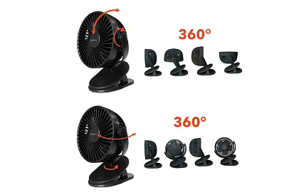 Bezdrôtový ventilátor s klipom – nabíjací USB-C 1200 mAh