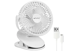 Bezdrôtový ventilátor s klipom - biely – nabíjací USB-C 1200 mAh