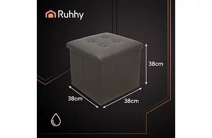 Skladací taburet s úložným priestorom – puf šedý