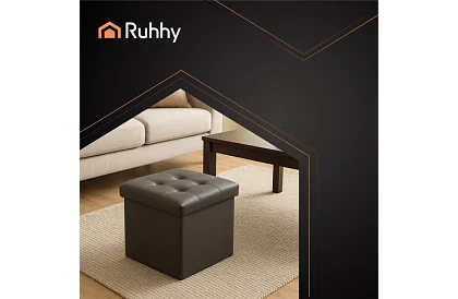 Skladací taburet s úložným priestorom – puf šedý