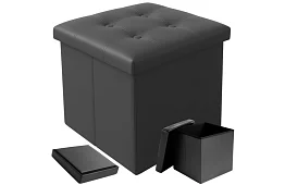 Skladací taburet s úložným priestorom – puf šedý