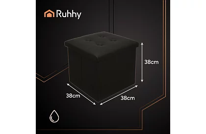 Skladací taburet s úložným priestorom – puf čierny