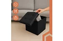 Skladací taburet s úložným priestorom – puf čierny