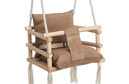 Detská závesná hojdačka – béžový zamat