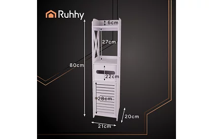 Kúpeľňová skrinka s držiakom toaletného papiera – biela