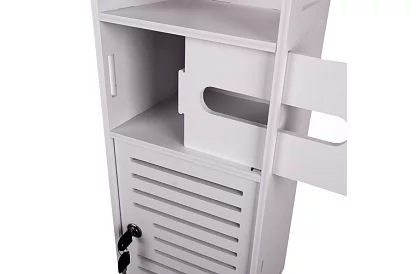 Kúpeľňová skrinka s držiakom toaletného papiera – biela