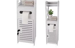 Kúpeľňová skrinka s držiakom toaletného papiera – biela