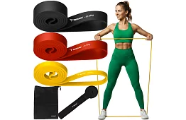 Odporové gumy na fitness 2-30 kg – sada 3 gumy + hák