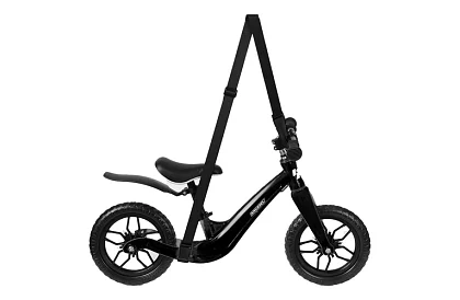 Detské ľahké odrážadlo čierne – 12" kolesá + ramenný popruh