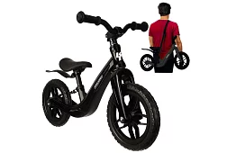 Detské ľahké odrážadlo čierne – 12" kolesá + ramenný popruh