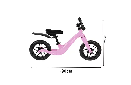 Detské ľahké odrážadlo ružové – 12 kol + ramenný popruh