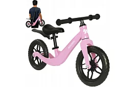 Detské ľahké odrážadlo ružové – 12 kol + ramenný popruh