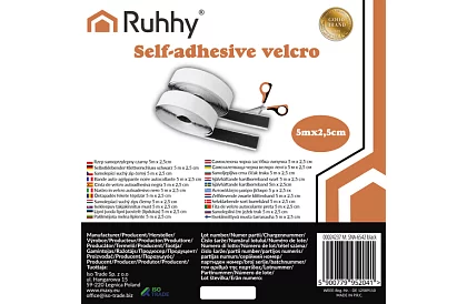 Samolepiaci suchý zips 2,5 x 500 cm – čierny