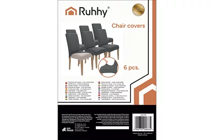 Univerzálne poťahy na stoličky – 6 kusov – Tmavo šedá