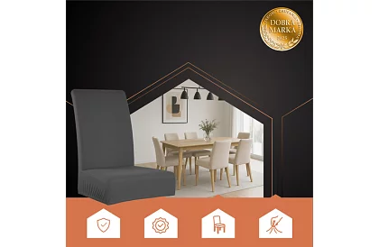 Univerzálne poťahy na stoličky – 6 kusov – Tmavo šedá