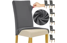 Univerzálne poťahy na stoličky – 6 kusov – Tmavo šedá