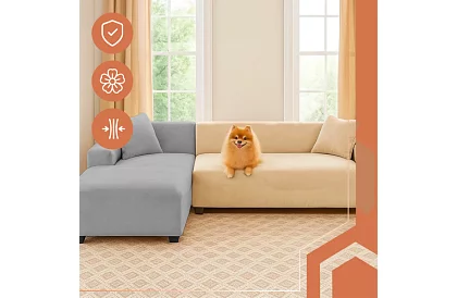 Napínací poťah na sedačku 145–185 cm – Béžový zamat