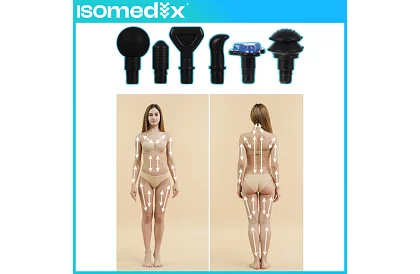 Masážna pištoľ na uvoľnenie svalov + 12 nadstavcov