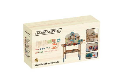 Detská dielňa – stôl s dreveným náradím 3 v 1