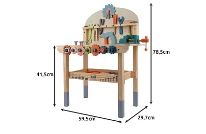Detská dielňa – stôl s dreveným náradím 3 v 1
