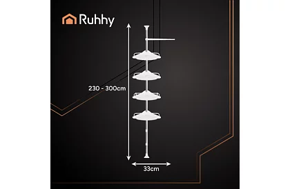 Rohová a teleskopická polička do sprchy - 240-310 cm