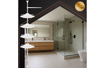 Rohová a teleskopická polička do sprchy - 240-310 cm