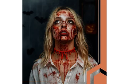 Krvavý halloweenský náhrdelník s motívom kvapkajúcej krvi