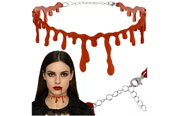 Krvavý halloweenský náhrdelník s motívom kvapkajúcej krvi