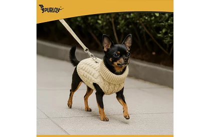 Obleček teplý sveter pre psa, mačku – veľkosť S – béžový