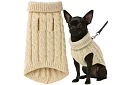Obleček teplý sveter pre psa, mačku – veľkosť S – béžový